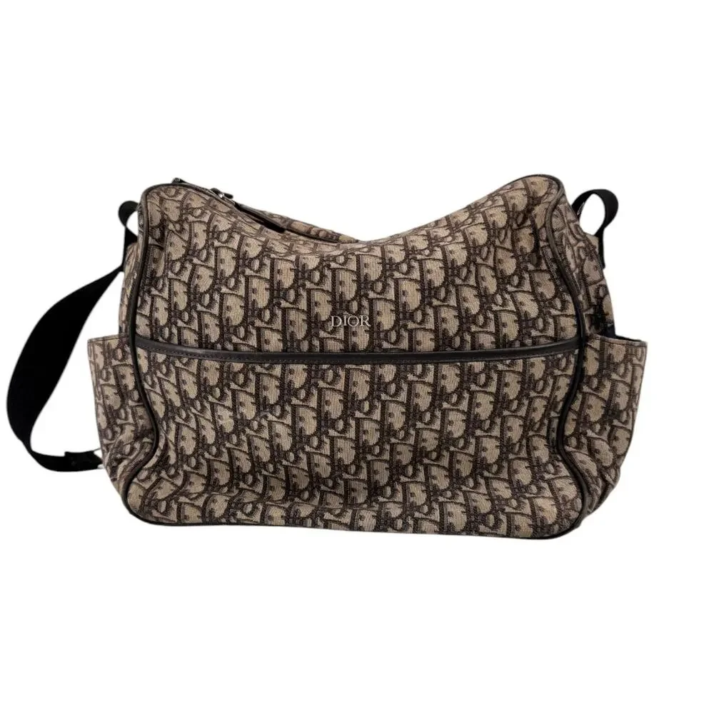 Christian Dior Diorissimo Oblique Jacquard Canvas Diaper Shoulder Bag Brown OS